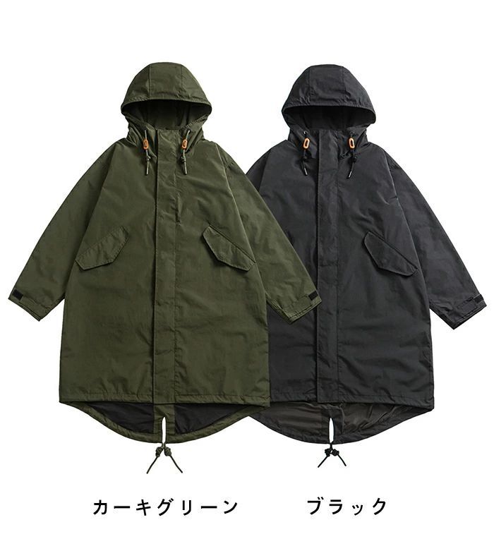 モッズコート カジュアルコート メンズスプリングコート フード付き ミリタリーコート 薄手 トレンチコート 長袖 秋 男性 アウター S-XXL