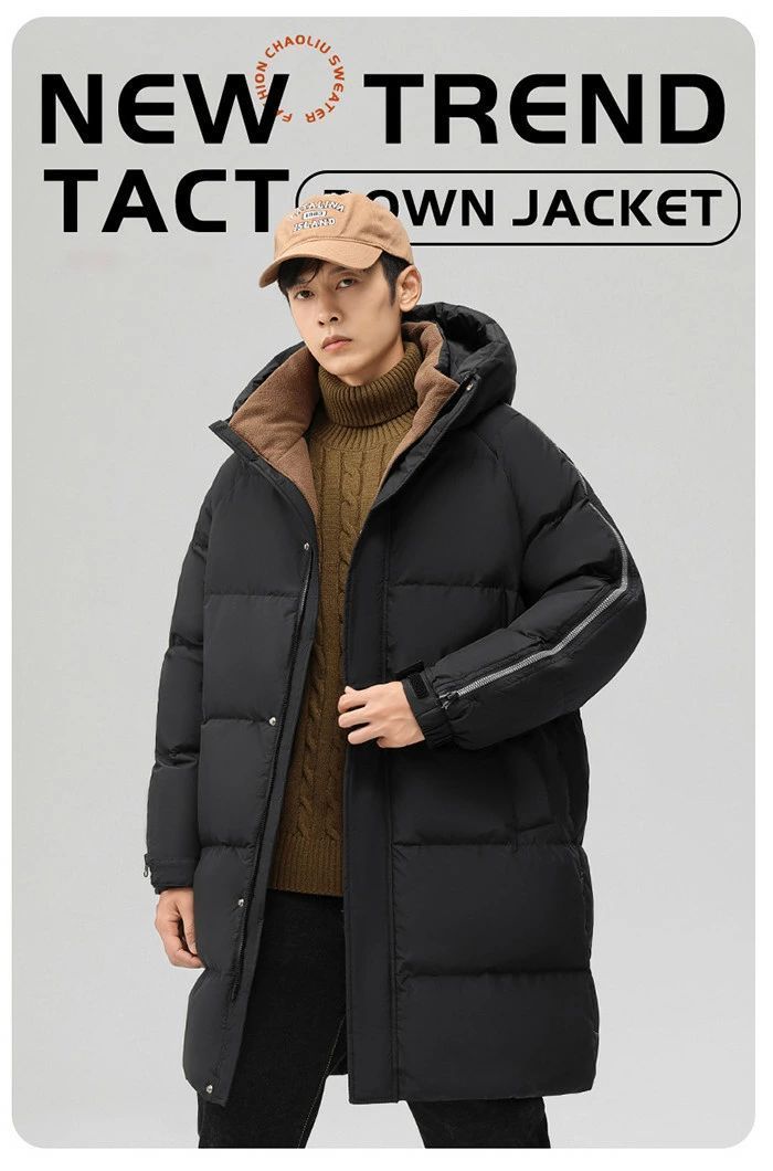 ダウンコート メンズ ロングコート ミドル丈 ダウン90 カジュアル アウター リアルダウン フード付 ダウンジャケット 旅行 通勤 通学 雪