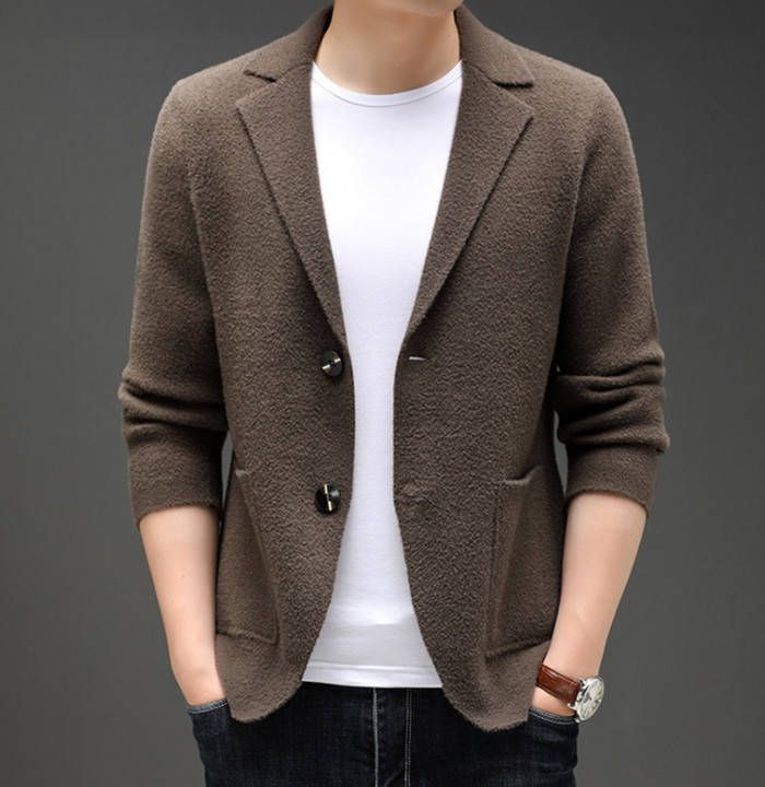 カーディガン チェスター ショートコート メンズカーディガン ブレザー 開襟 ジャケット ボタン付き 無地 長袖 カジュアルアウター トップ
