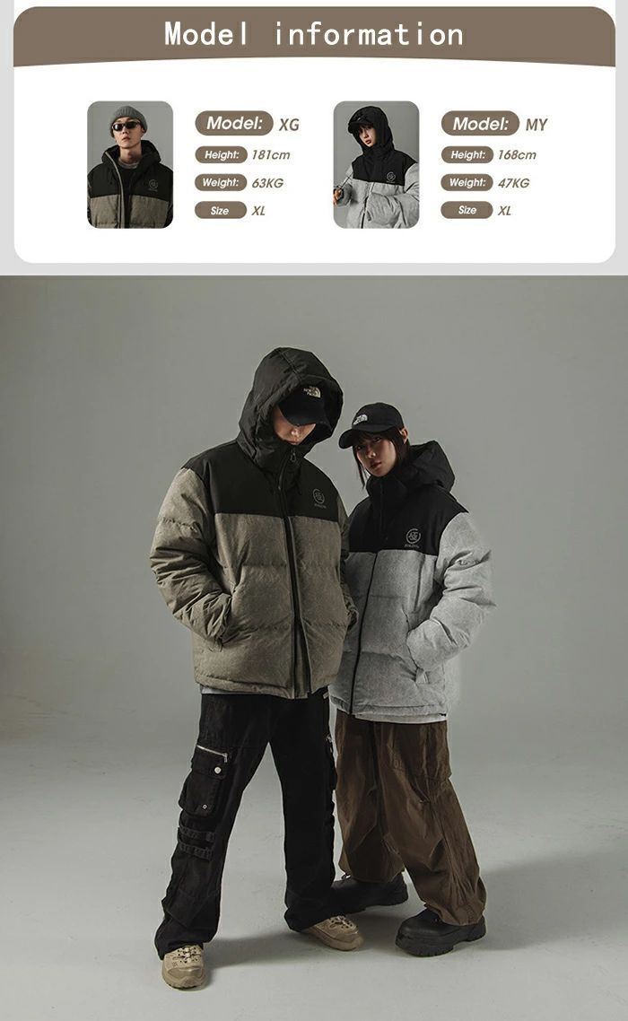  ダウンジャケット 切り替え柄 男女兼用 ダウンコート メンズジャケット ダウン95 ジップアップ 中綿コート フード付 エコダウンジャケット コート ジャケット ファッション