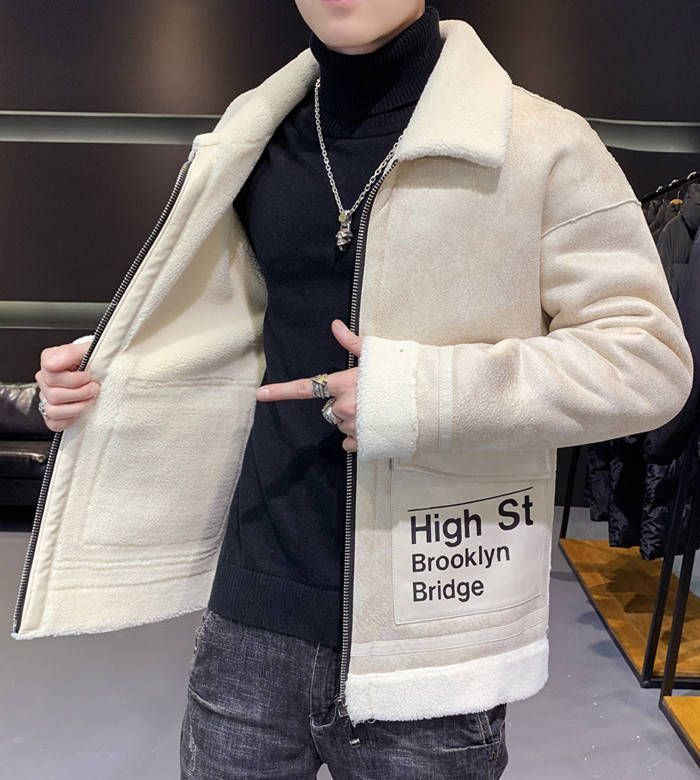 ムートンジャケット 裏ボア ショートコート メンズジャケット プリント柄 スエード生地 ライダースジャケット 厚地 カジュアルジャケット