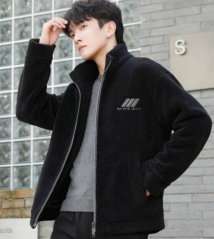 ムートンジャケット ショートコート スタンド メンズジャケット カジュアルジャケット 立ち襟 フルジップジャケット ゆったり ブルゾ