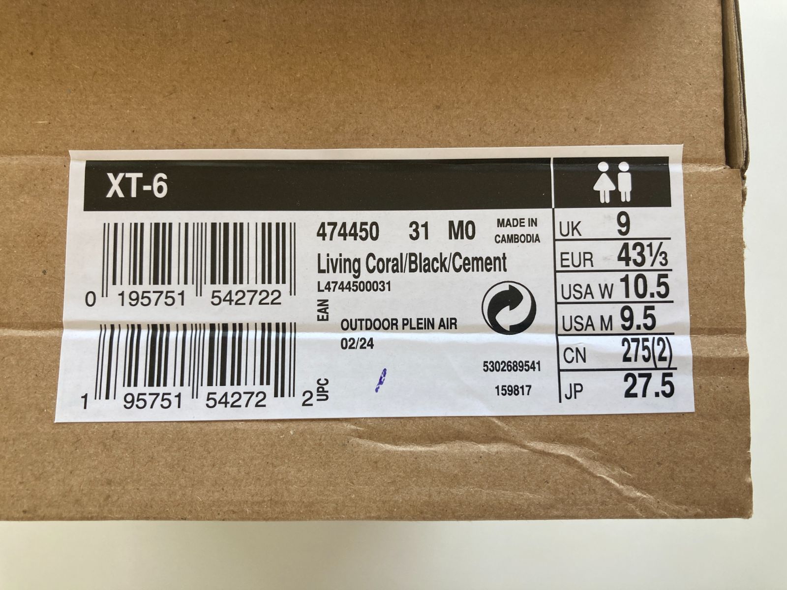 SALOMON XT 6 27 5 cm US 9 Living Coral