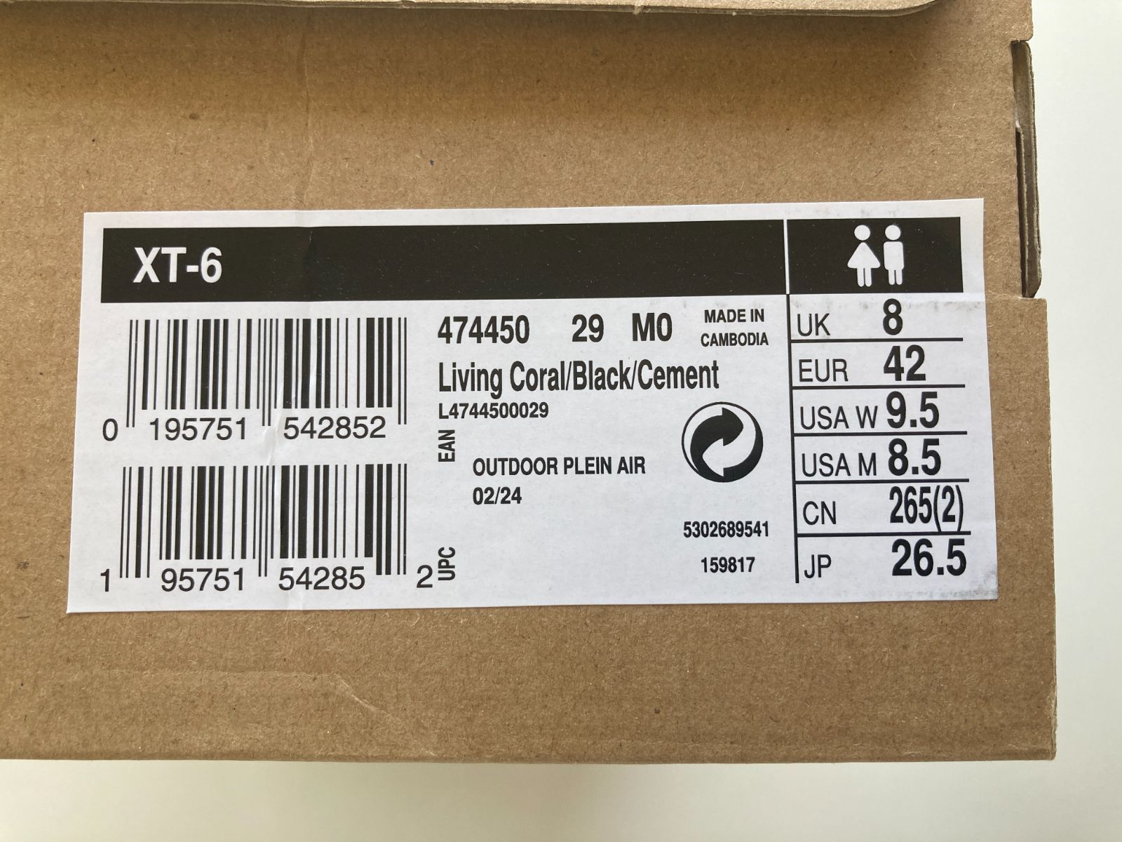 SALOMON XT 6 26 5 cm US 8 Living Coral