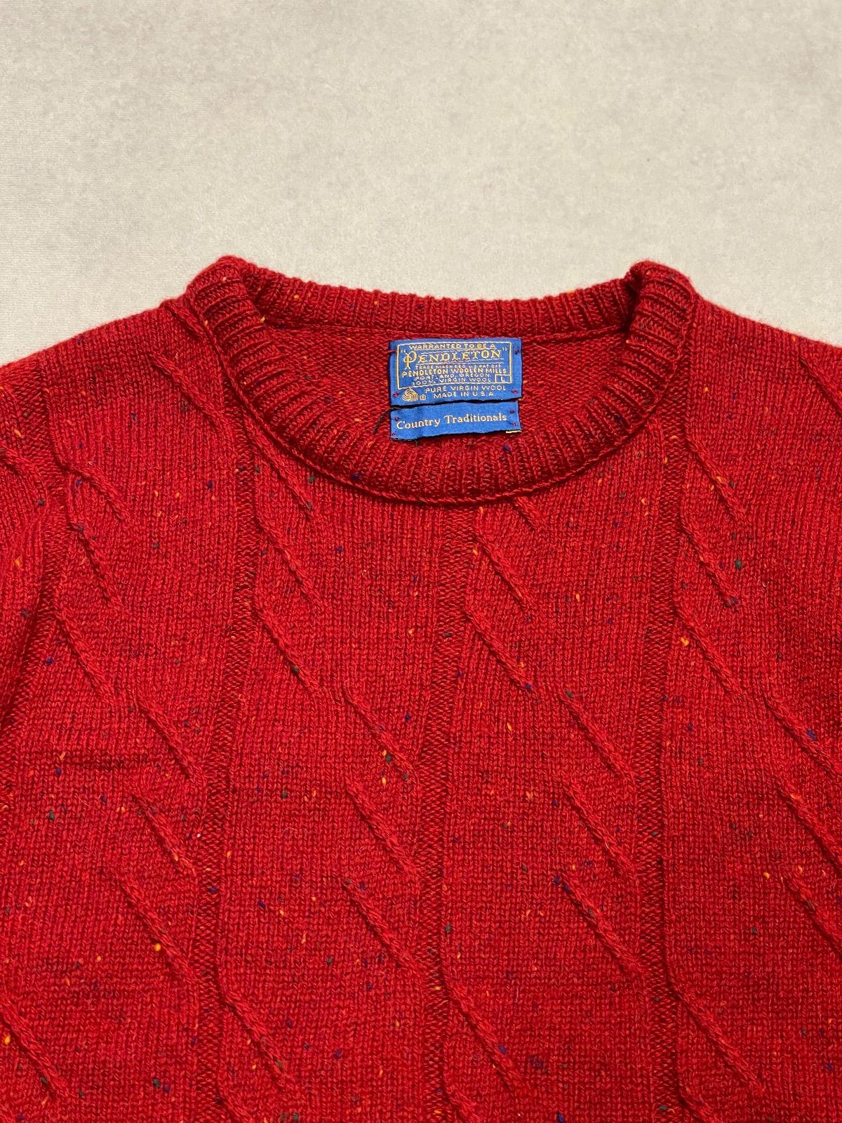 PENDLETON / ニット・セーター(厚手)/ウール/レッド 70s USA製 / PENDLETON 】 ペンドルトン ウール ニット セーター 赤