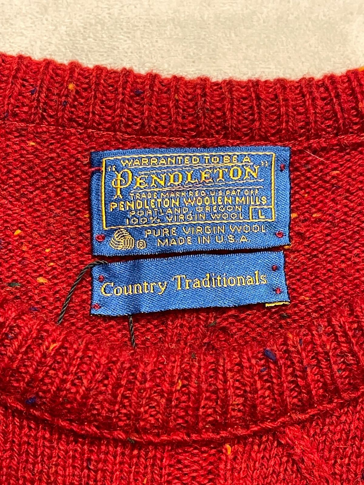 70s USA製 / PENDLETON 】 ペンドルトン ウール ニット セーター 赤