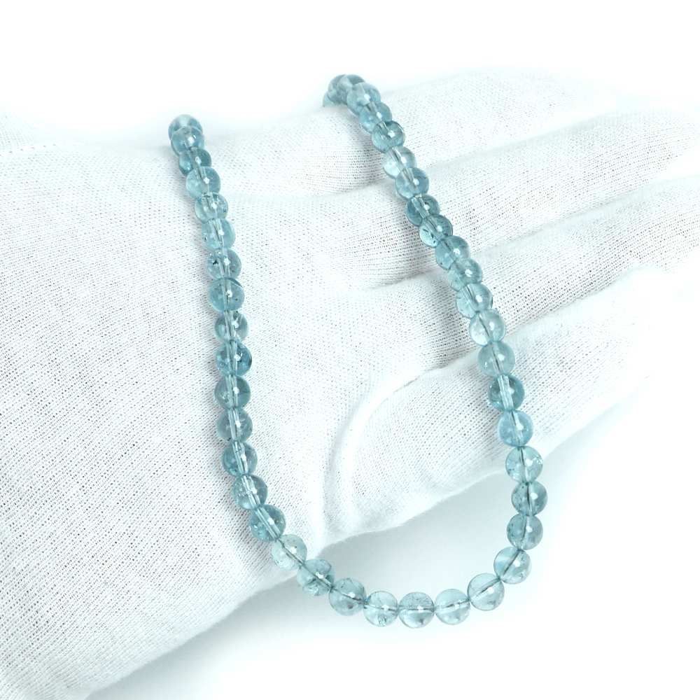 シンプルストーンネックレス ブルートパーズ 丸玉 6 mm 天然石 ビーズ パワーストーン