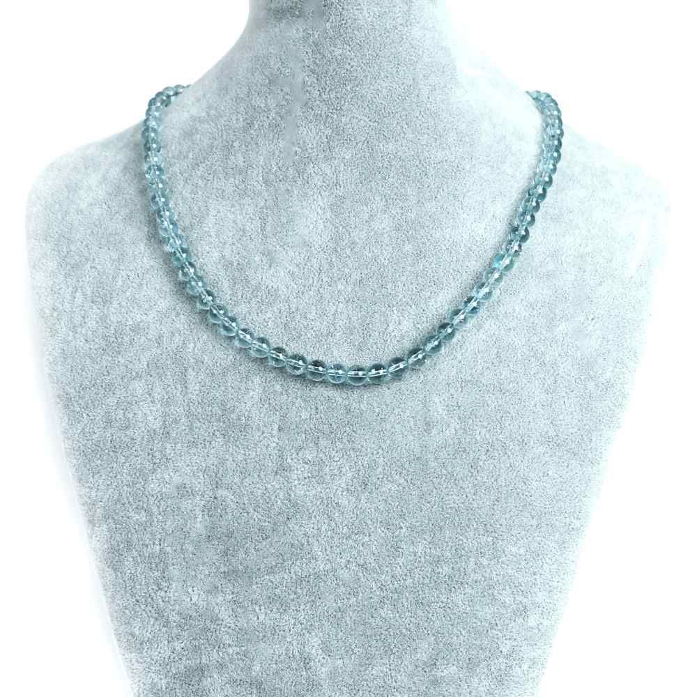 シンプルストーンネックレス ブルートパーズ 丸玉 6 mm 天然石 ビーズ パワーストーン