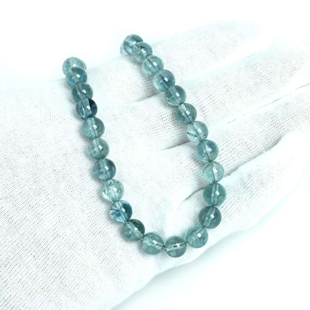 シンプルストーンネックレス ブルートパーズ 丸玉 8 mm 天然石 ビーズ パワーストーン