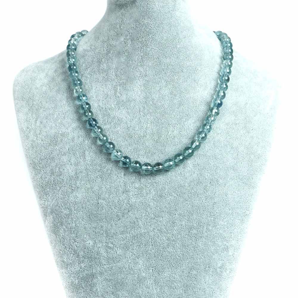 シンプルストーンネックレス ブルートパーズ 丸玉 8 mm 天然石 ビーズ パワーストーン