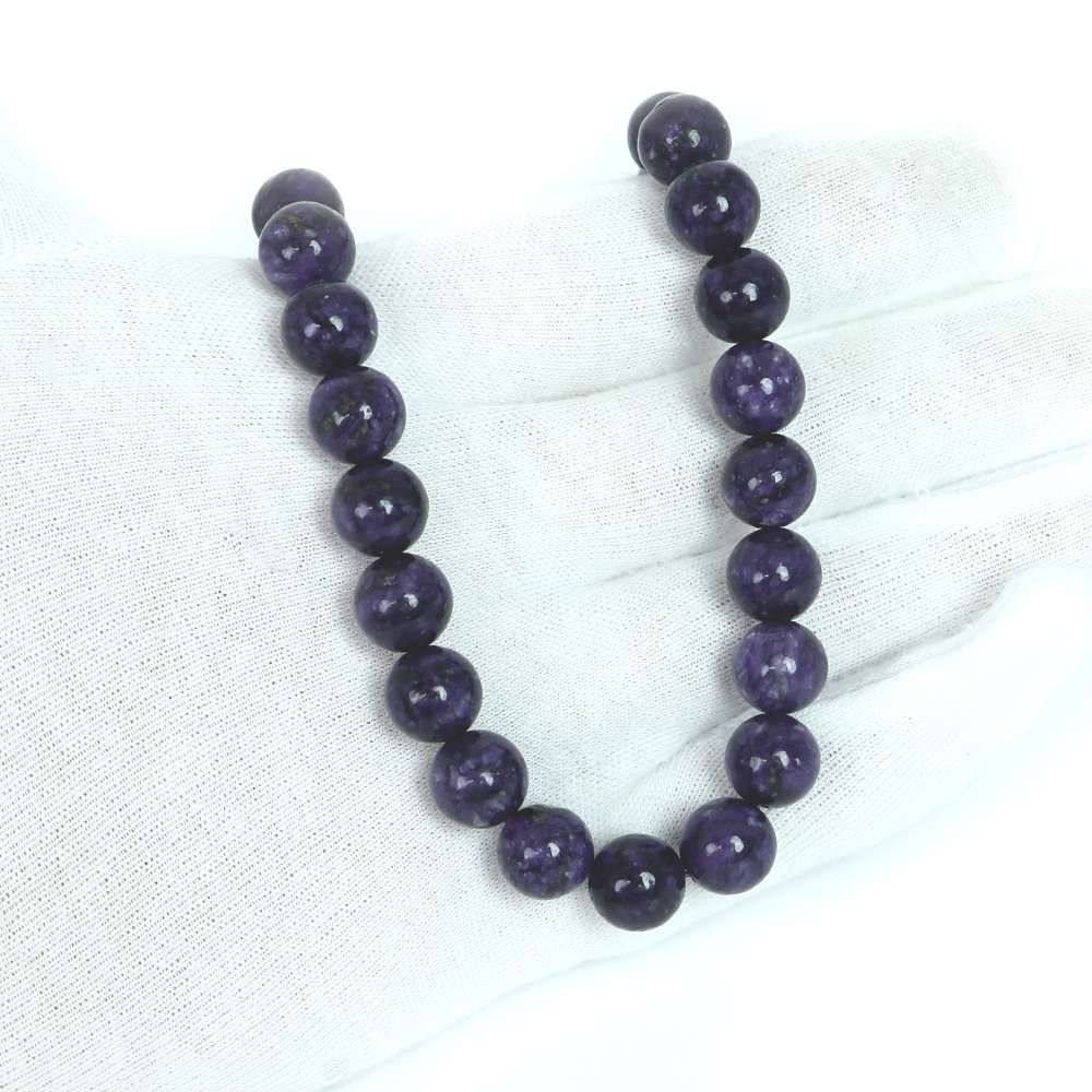 シンプルストーンネックレス チャロアイト 丸玉 10 mm 天然石 ビーズ パワーストーン