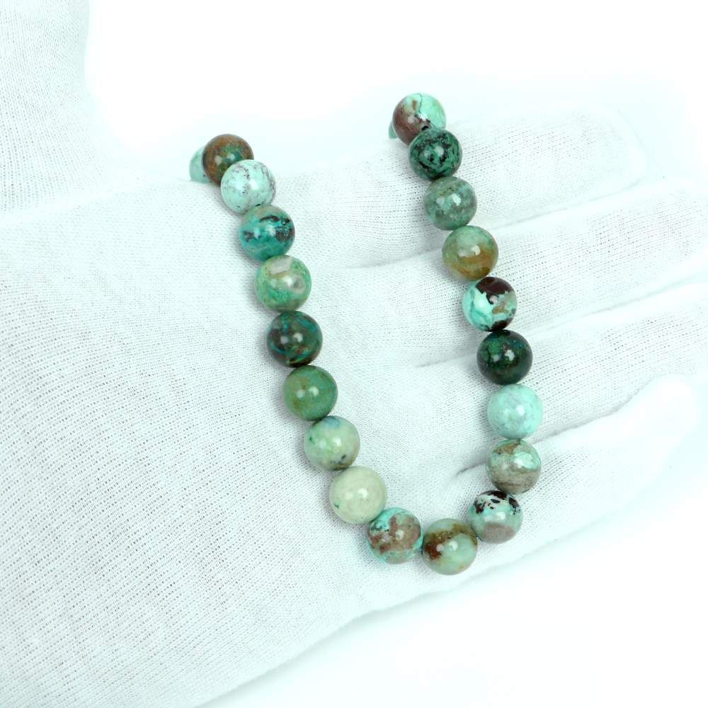 シンプルストーンネックレス クリソコラ 丸玉 10 mm 天然石ビーズパワーストーン