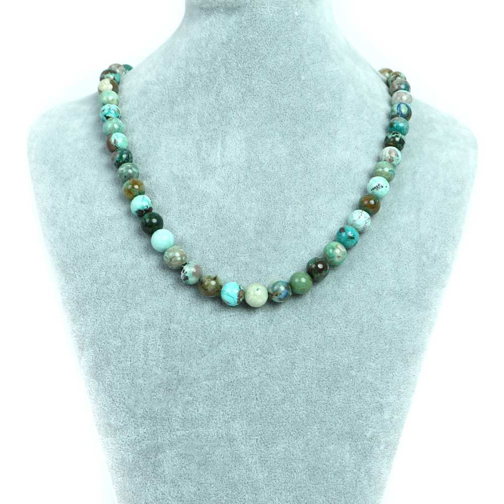 シンプルストーンネックレス クリソコラ 丸玉 10 mm 天然石ビーズパワーストーン
