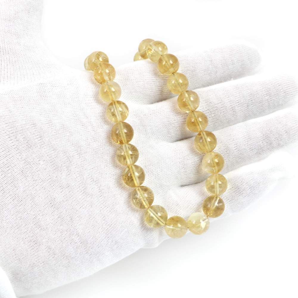 シンプルストーンネックレスシトリン 丸玉 10 mm 天然石ビーズパワーストーン