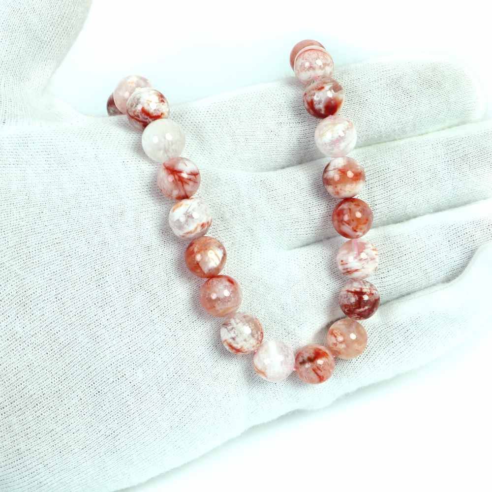 シンプルストーンネックレス スノーフレークゴーストクリスタル 丸玉 10ｍｍ 天然石ビーズパワーストーン