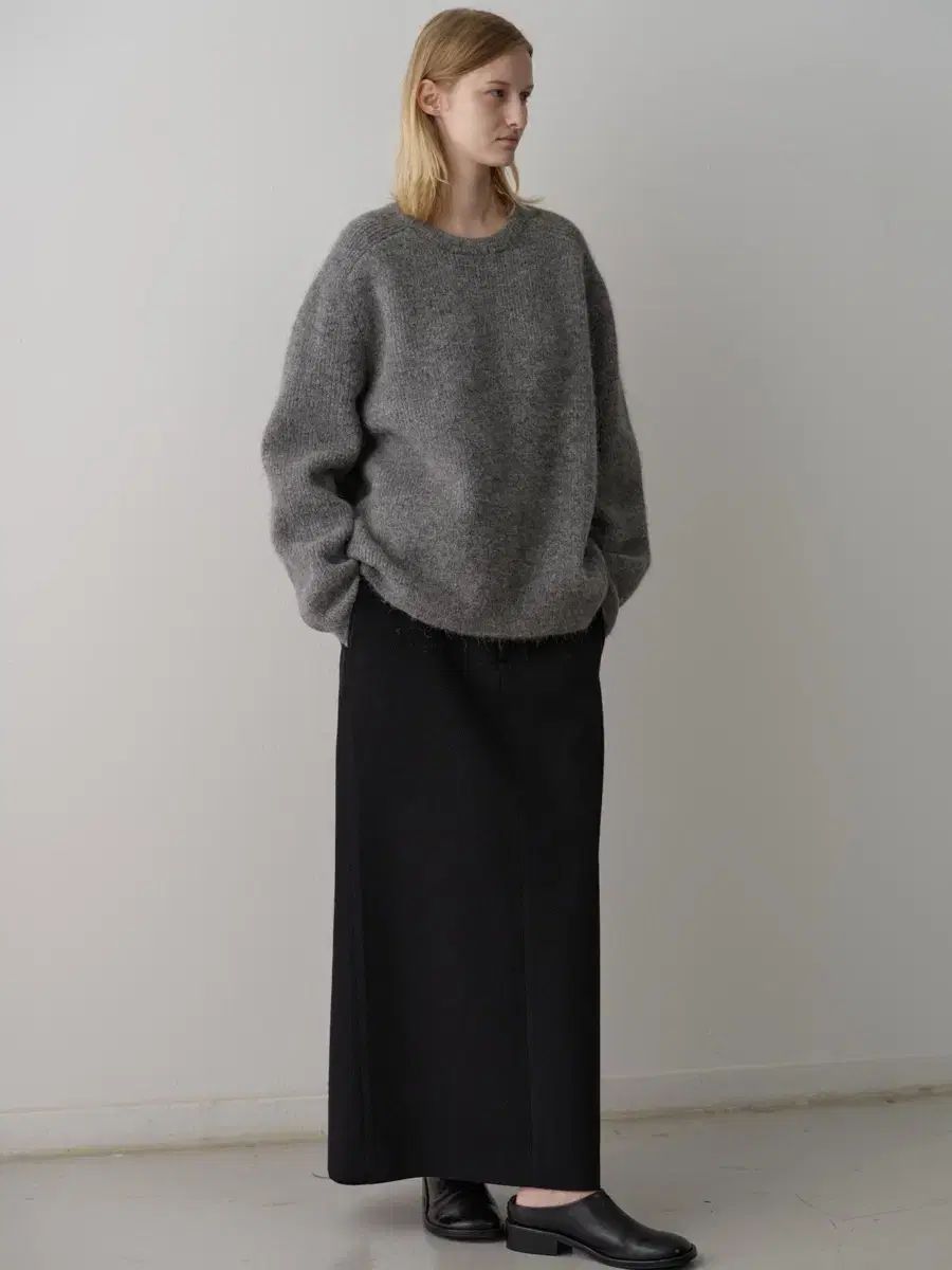 FACADE PATTERN ファサードパターン ウール ツイル マキシ スカート ブラック