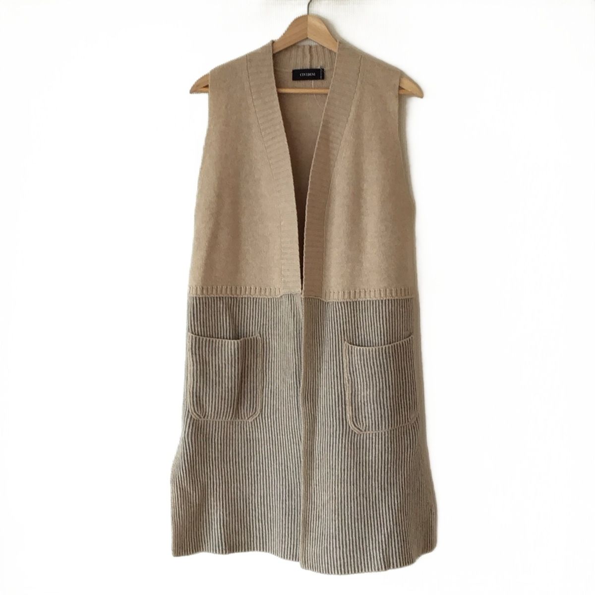 チヴィディーニ ベスト サイズ40 M レディース - ベージュ×グレー ニット ロング丈