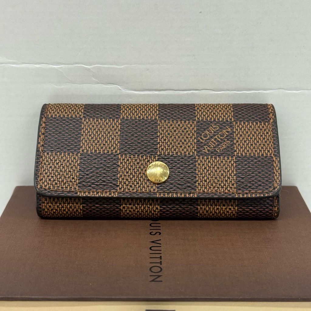 LOUIS VUITTON ダミエ エベヌ ミュルティクレ4 N 62631 ルイヴィトン 4連キーケース ブラウン イニシャル ユニセックス X 0629-001 □286