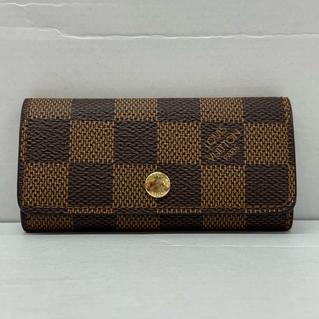 LOUIS VUITTON ダミエ エベヌ ミュルティクレ4 N 62631 ルイヴィトン 4連キーケース ブラウン イニシャル ユニセックス X 0629-001 □286