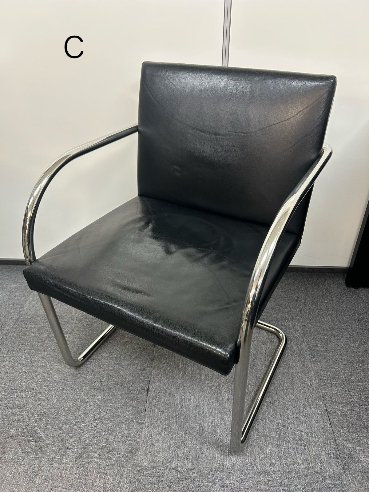 knoll ノール 名作 ブルーノ チューブラーチェア 椅子 総本革 モダン シンプル C