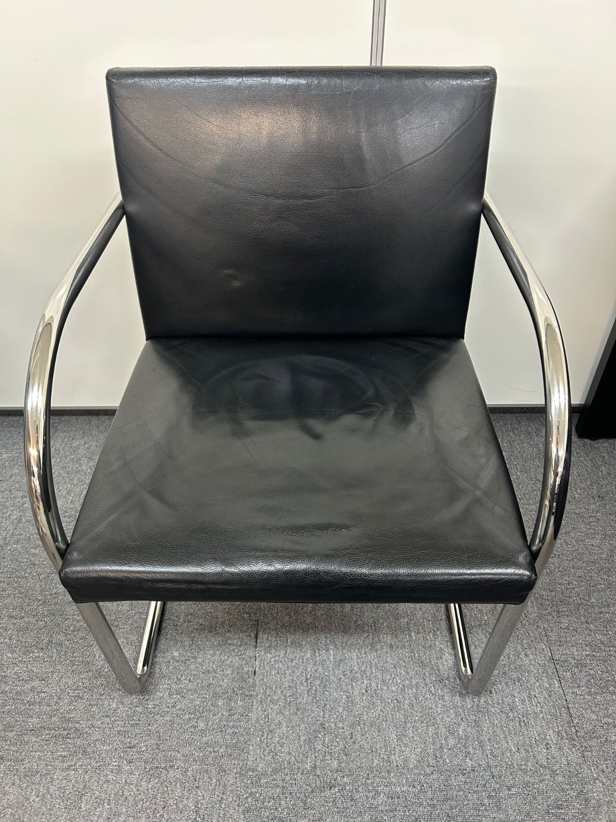 knoll ノール 名作 ブルーノ チューブラーチェア 椅子 総本革 モダン