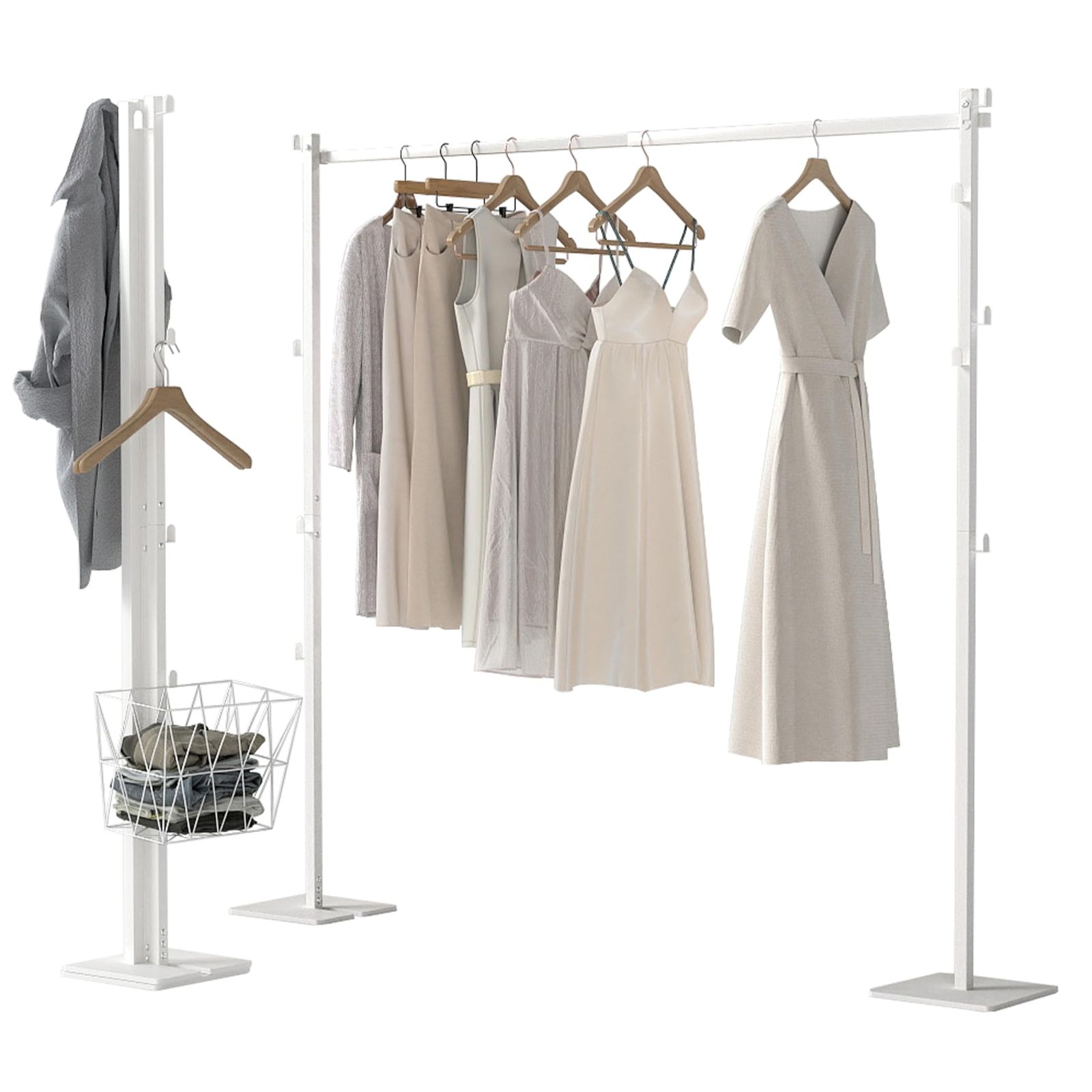 3 WAY ホワイト 組み立て簡単 物干しスタンド 使用時 約W 173 D 25 H 160 cm コンパクト収納 室内干し 折り畳み BAOYOUNI
