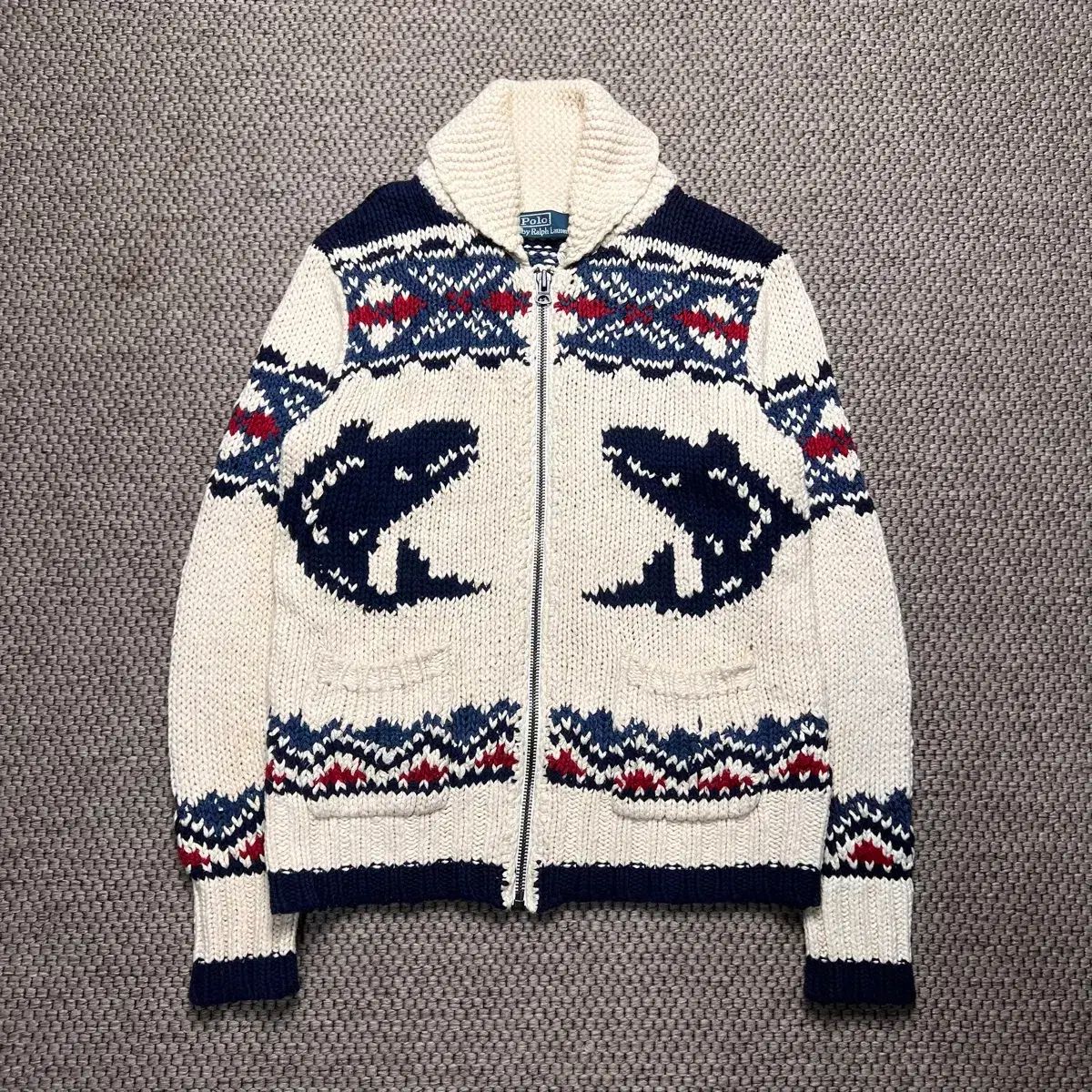 ポロ ラルフローレン カウチン ニット ジップアップ S - メルカリ