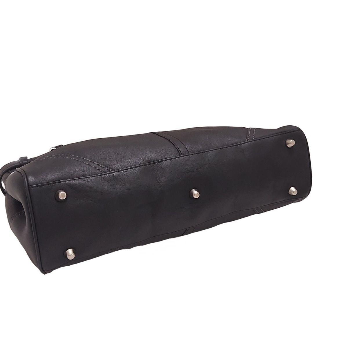 COACH ブラック レザートートバッグ 美品ショップ袋付き COACH(コーチ) ショルダーバッグ レザーキャリーオール 8A71 黒 レザー