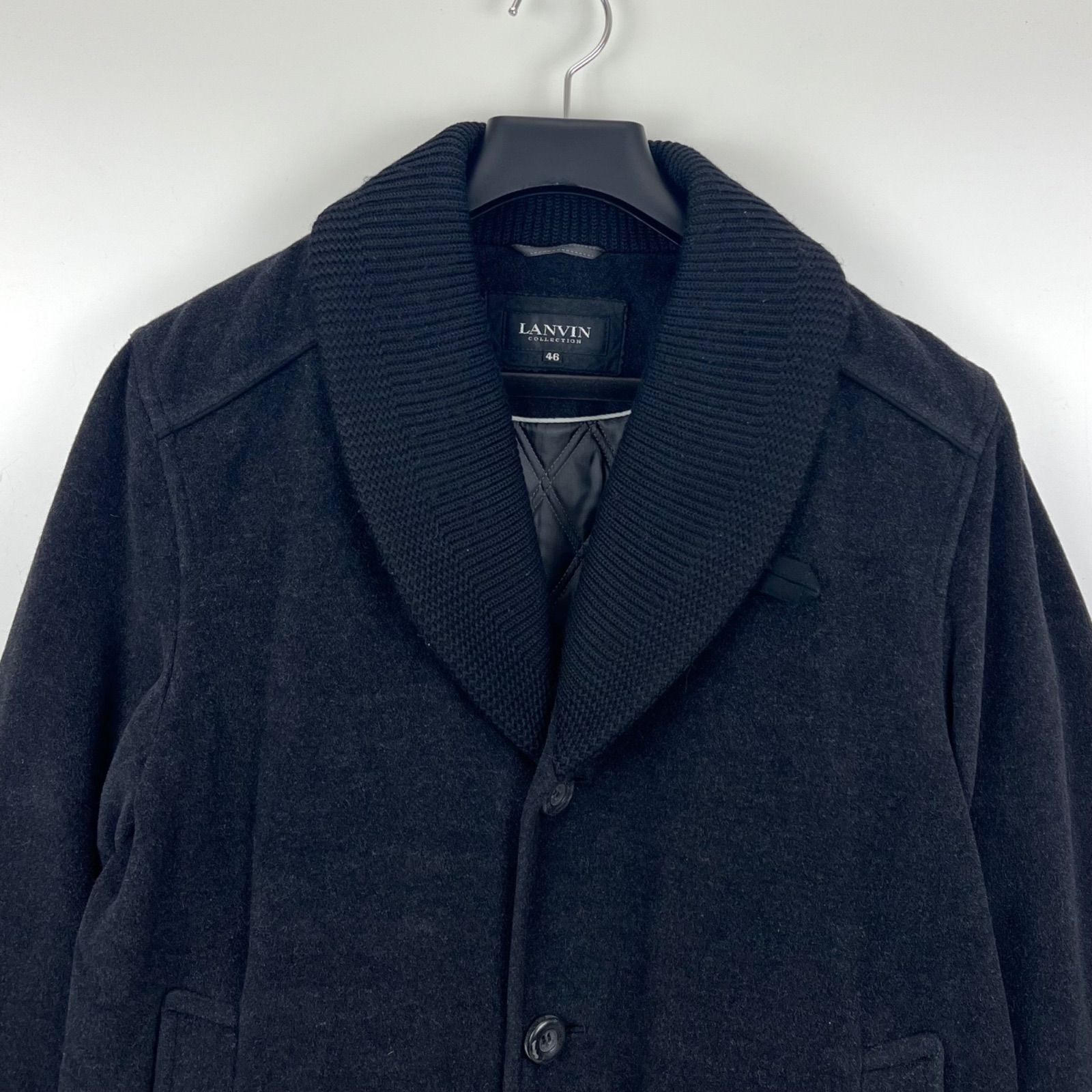 LANVIN collection 00s JAPAN archive angora wool shawl collar coat