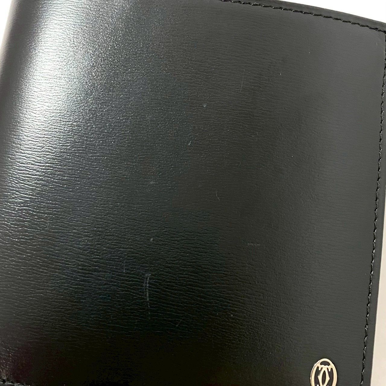 【Cartier】パシャ 二つ折り財布 レザー ブラック/黒 コンパクトウォレット カルティエ (M-000)