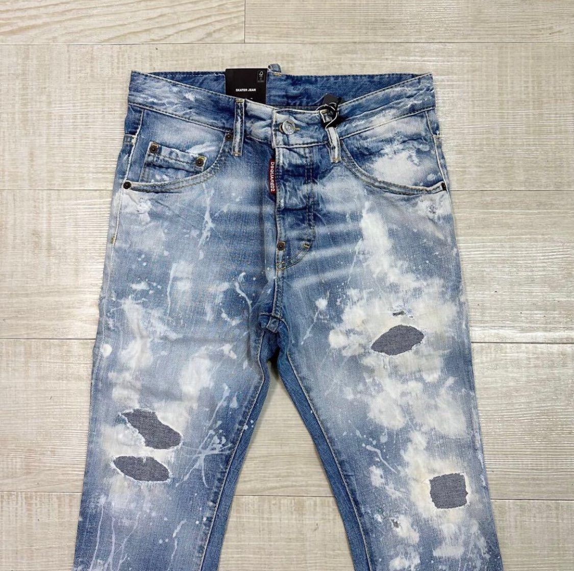 【美品】ディースクエアード　デニムパンツ　2022SS　22SS　ダメージ加工 22ss 2022 新品 DSQUARED2 ディースクエアード SKATER JEANS ダメージ