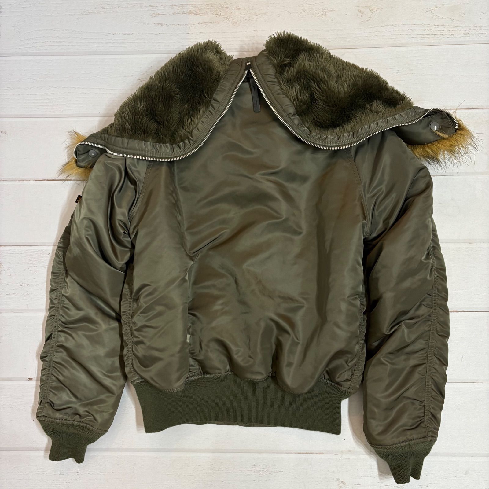 アルファ Alpha N-2B フライトジャケット 短丈 ファー 00s y2k カーキ