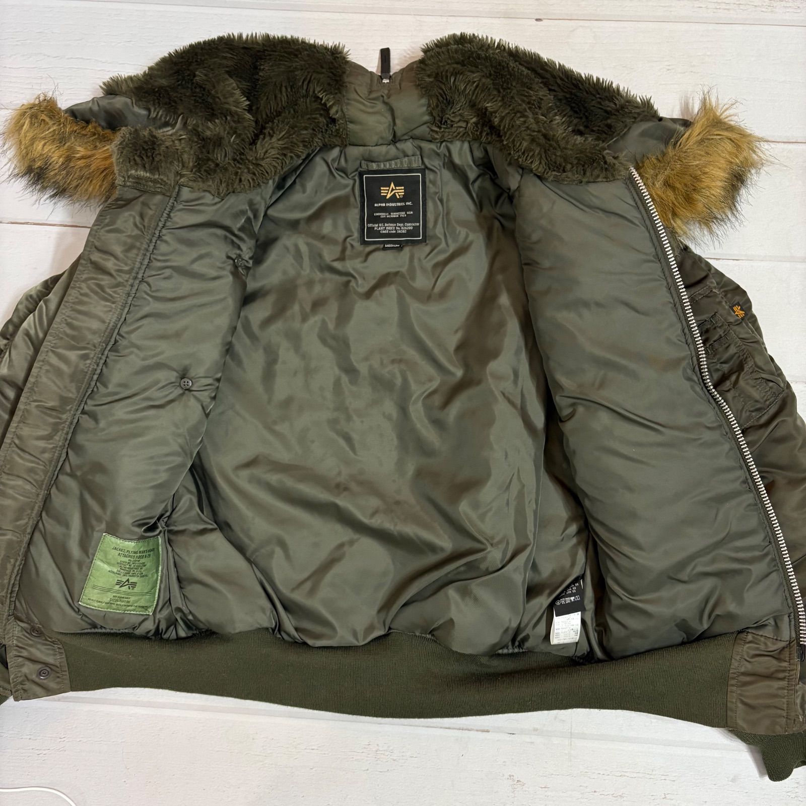 アルファ N-2B フライトジャケット 短丈 ファー 00s y2k アルファ Alpha N-2B フライトジャケット 短丈 ファー 00s y2k カーキ