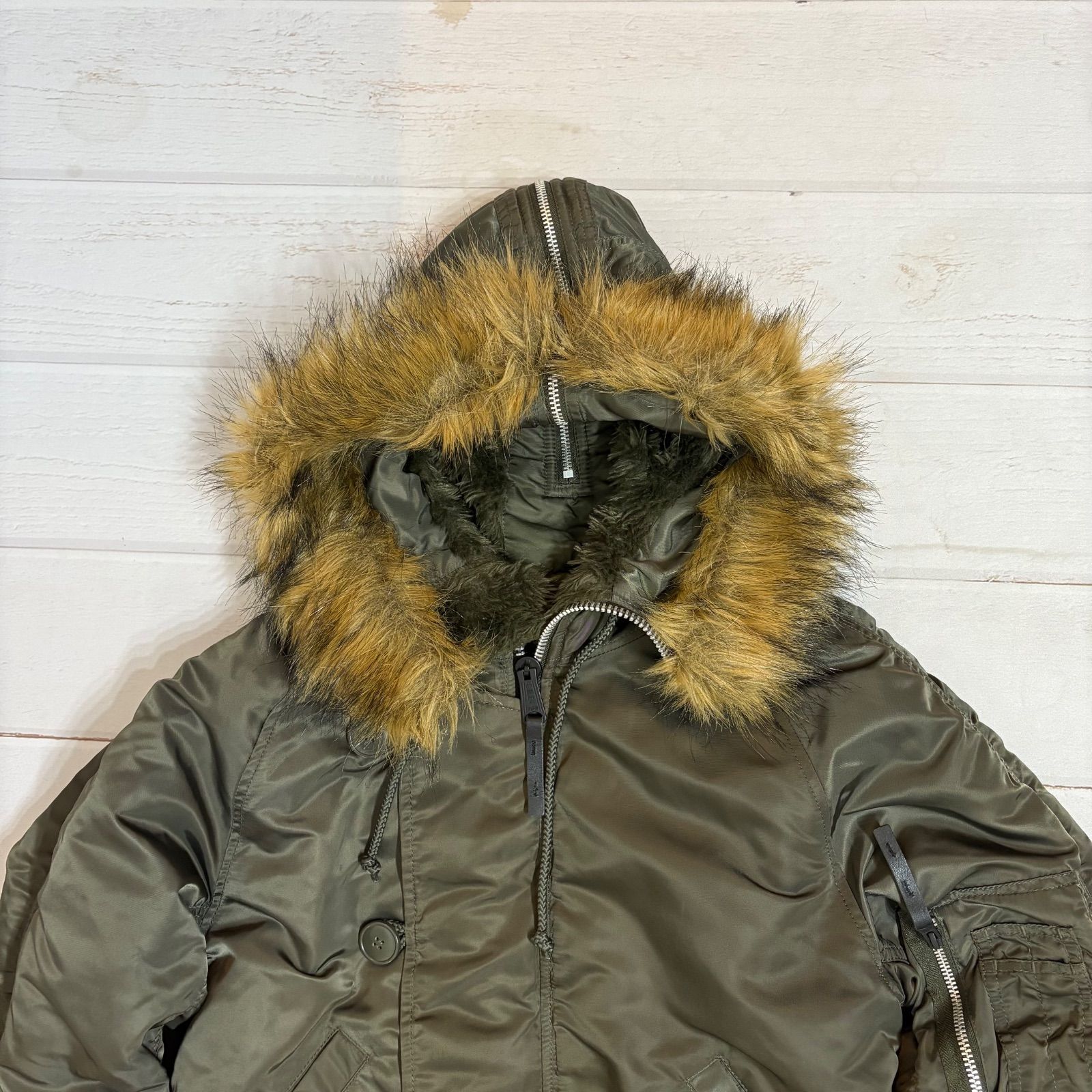 アルファ Alpha N-2B フライトジャケット 短丈 ファー 00s y2k カーキ