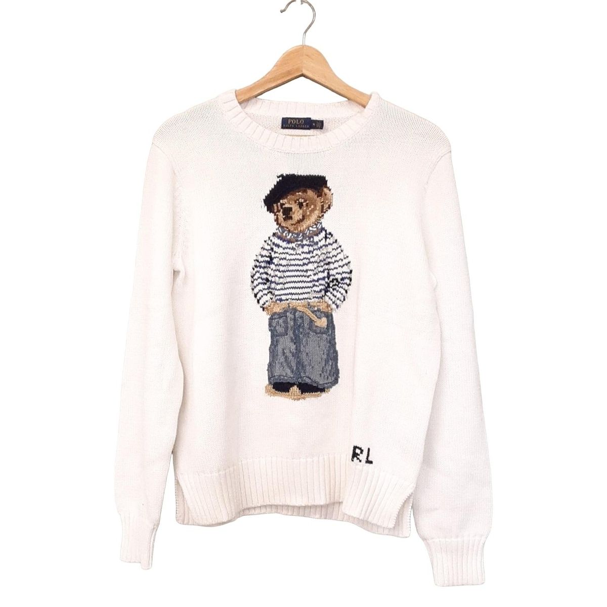 ラルフローレン　正規品　ニット　セーター　ポロベア　ホワイト　美品 楽天市場】手編み 90s ポロベア ☆ POLO ポロ ラルフローレン コットン
