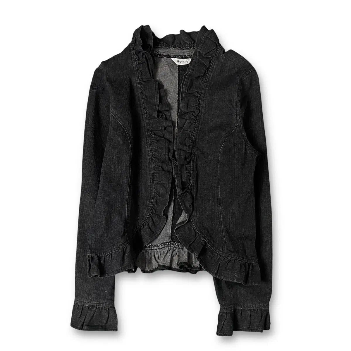 M-proudly ブラック フリル POINT デニム ジャケット LL