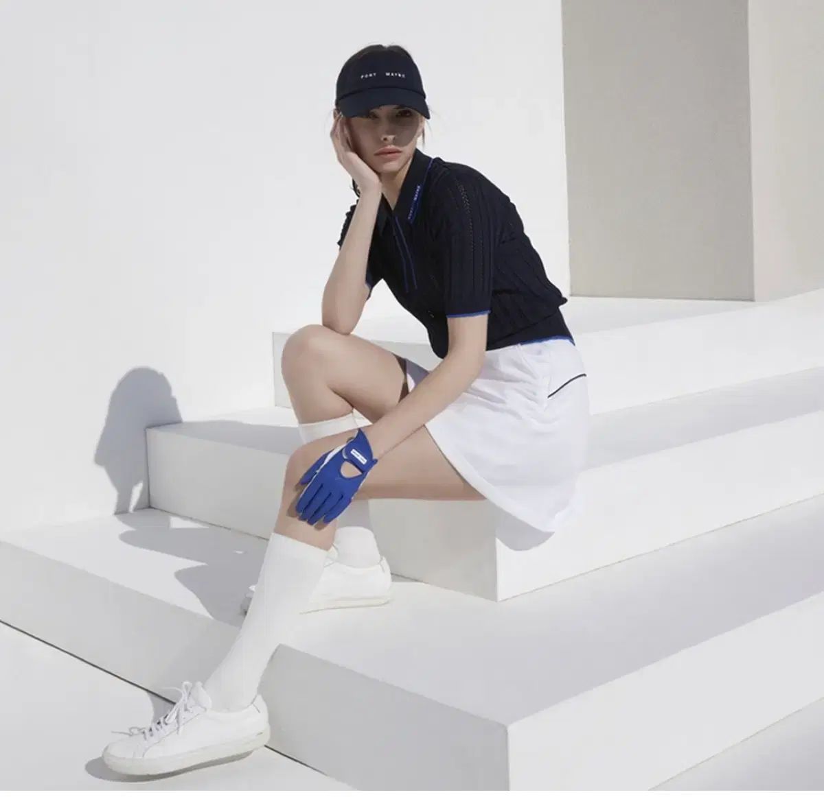 ヒョミン着用 PORT MAYNE ポートメイン COLOR エッジ ニット トップス ネイビー M