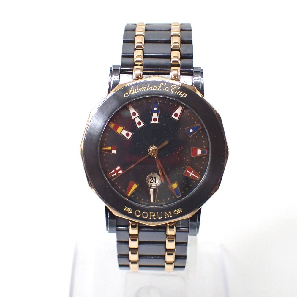 Ft 1306881 コルム 腕時計 アドミラルズカップ 国旗柄 99 430 34 V 585 ネイビー文字盤 メンズ CORUM