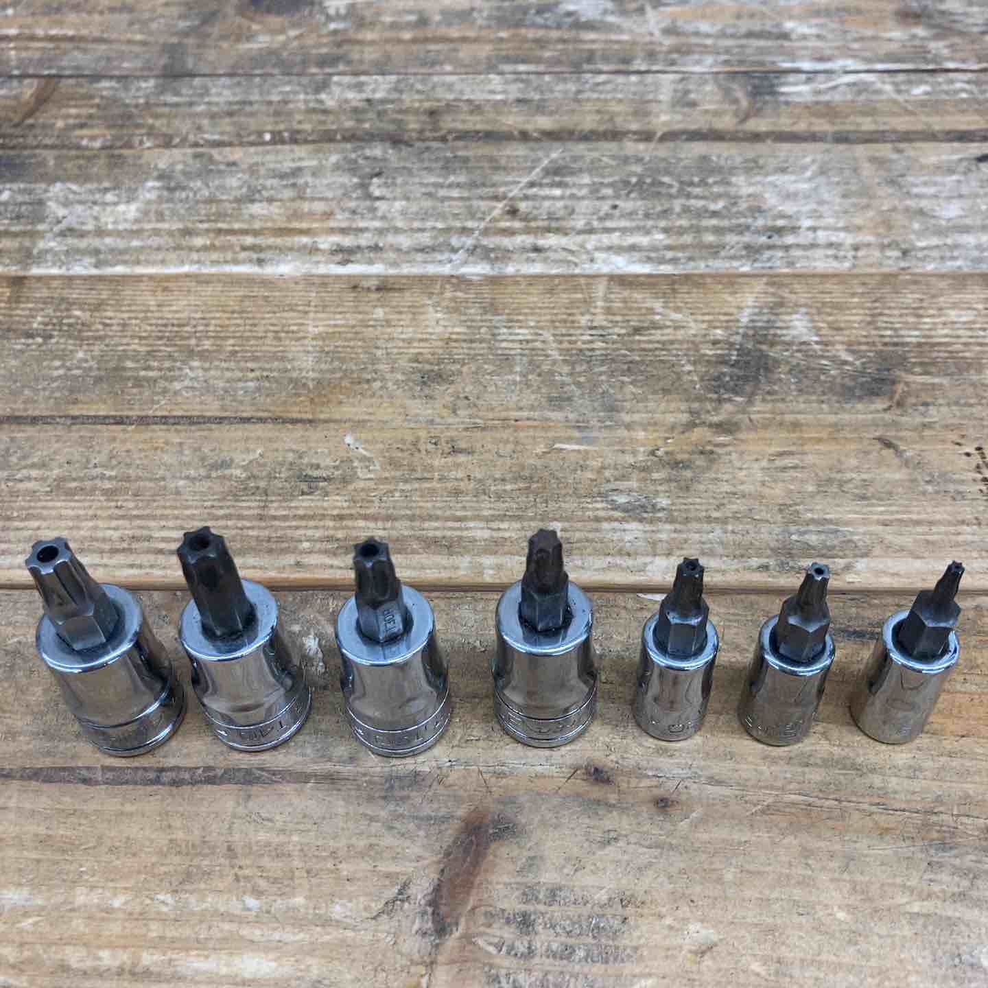  品 スナップオン Snap on ソケットまとめ トルクス ヘックス TMAM 5 E など 計 セット 3 8 1 4 ブランド ソケットビット ソケット