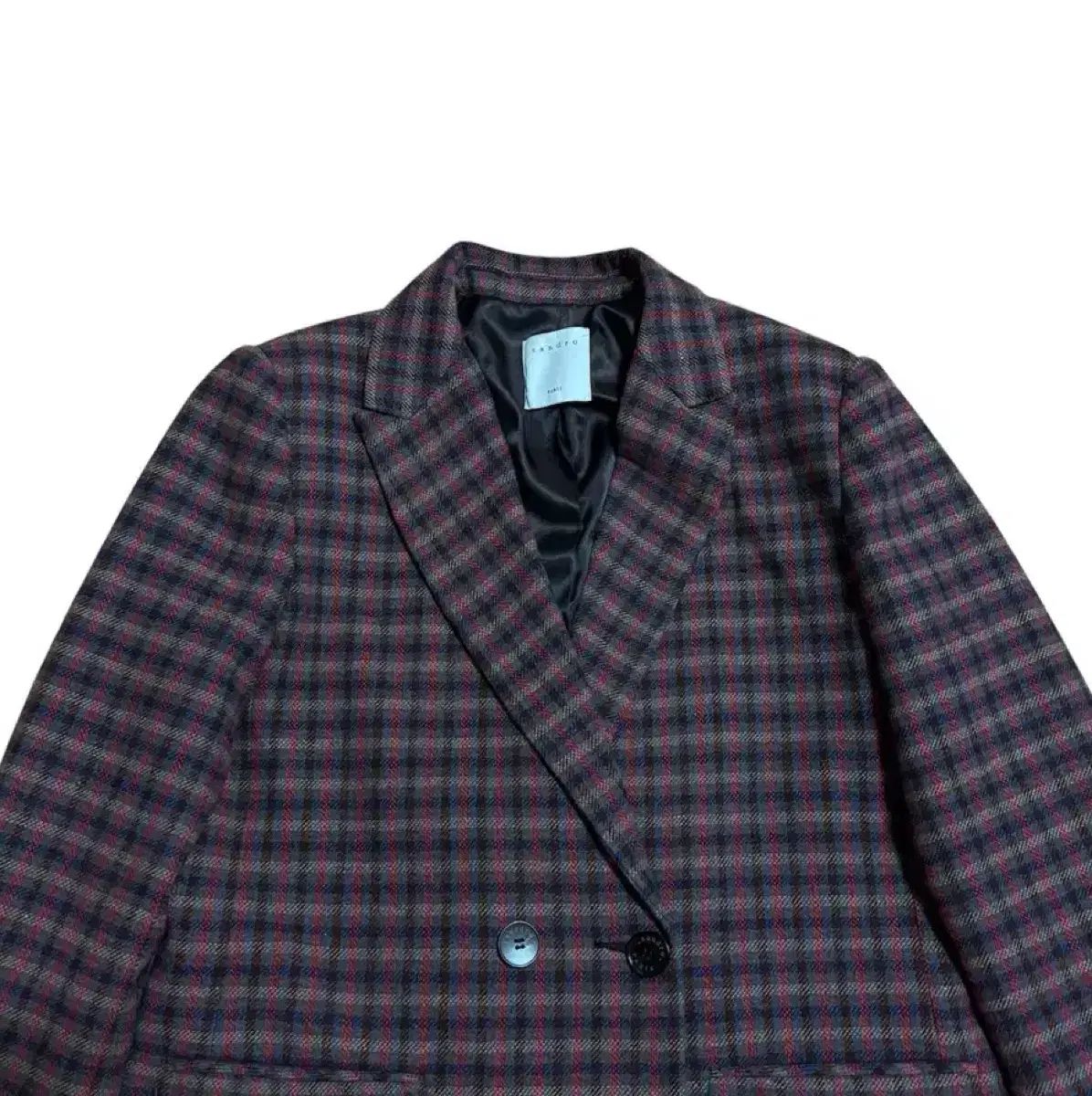 36 サンドロ チェック ダブルブレスト ジャケット