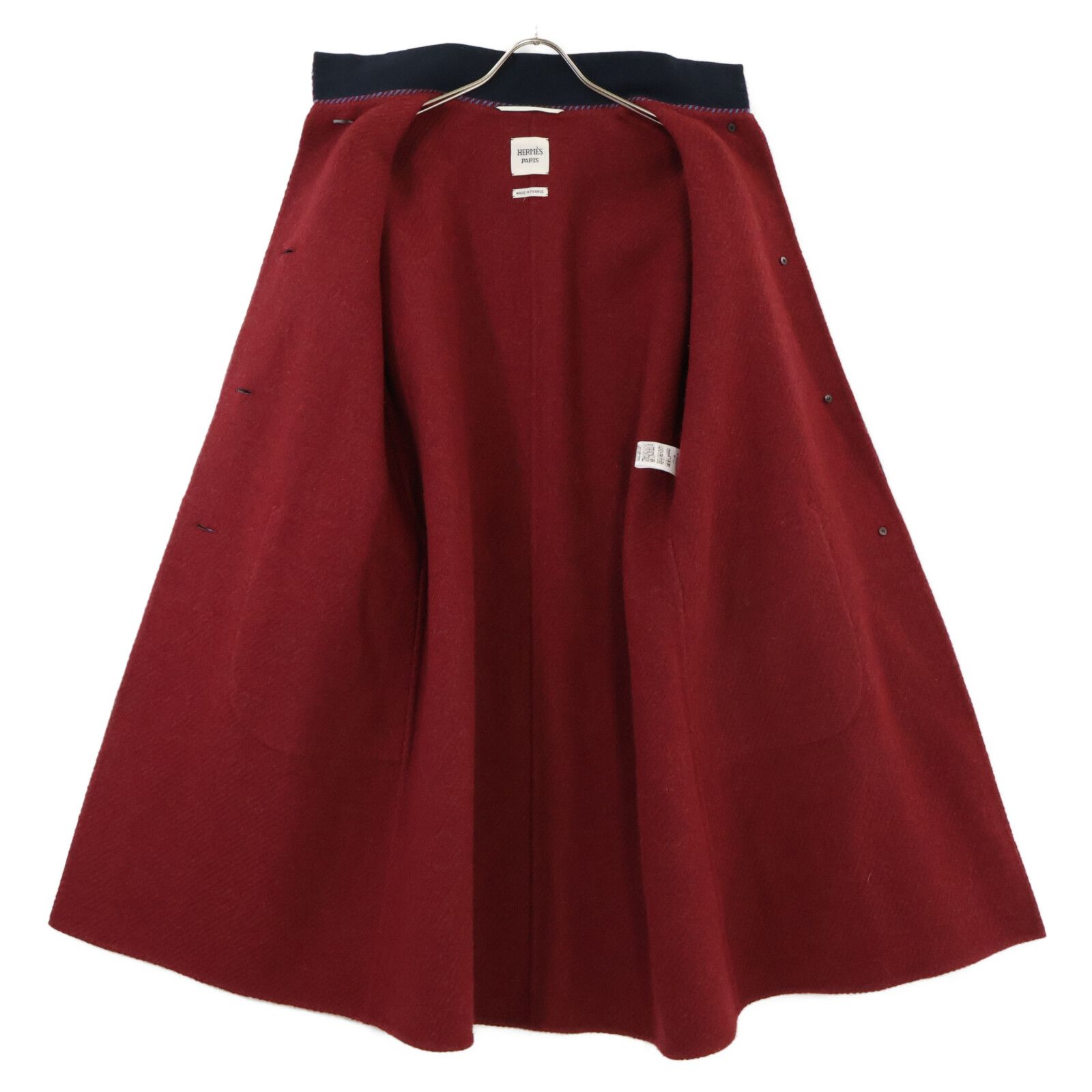 エルメス　HERMES ウールコート　セーラーカラー HERMES エルメス ウール スタンドカラーコート 34 - メルカリ