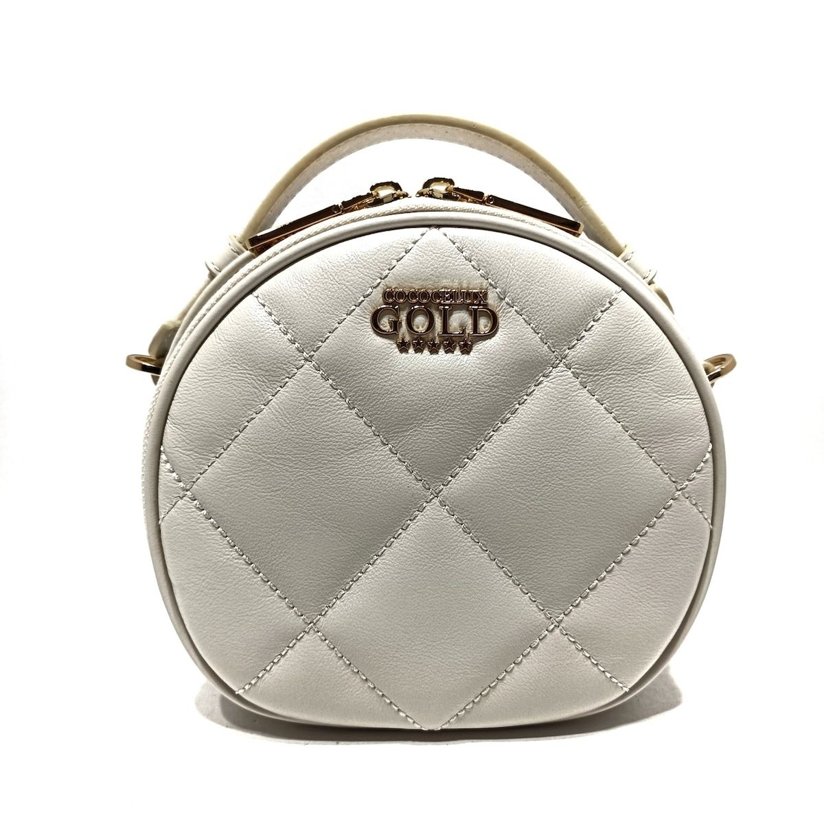 GOLD ココセリュックスゴールド ハンドバッグ オフホワイト アイボリー キルティング ミニバッグ レザー