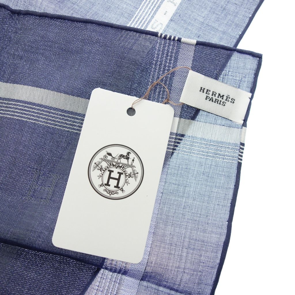 エルメス ハンカチ コットン100% ネイビー レディース HERMES【AFI2