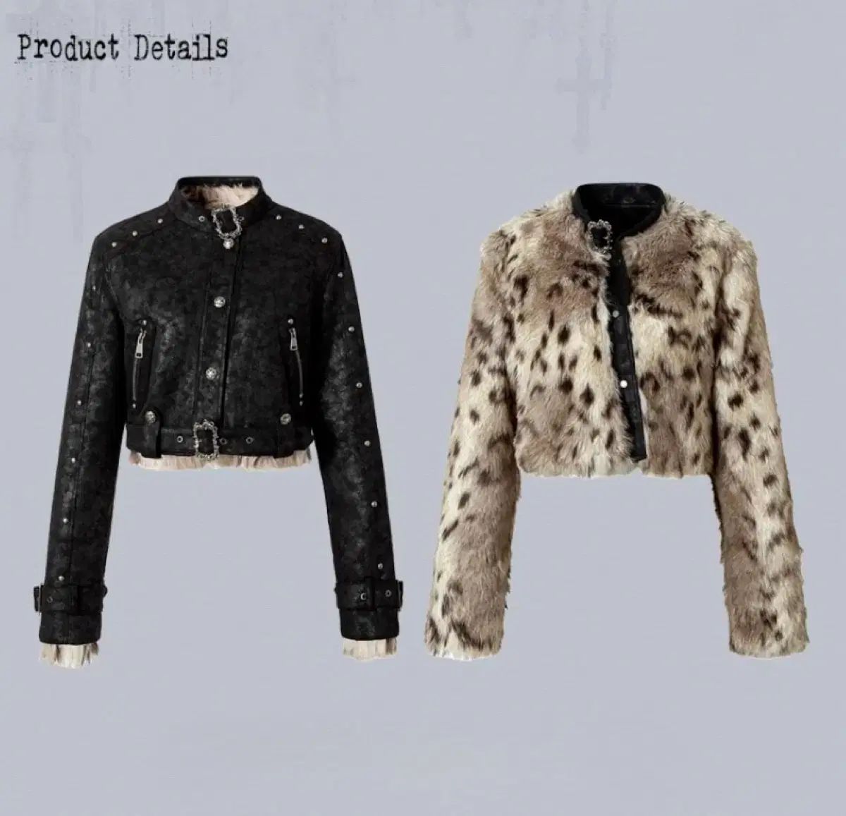 NO ROMANCE ノロマンス リバーシブル DARKパンク ヒョウ柄 レオパード ショート ファー ジャケット