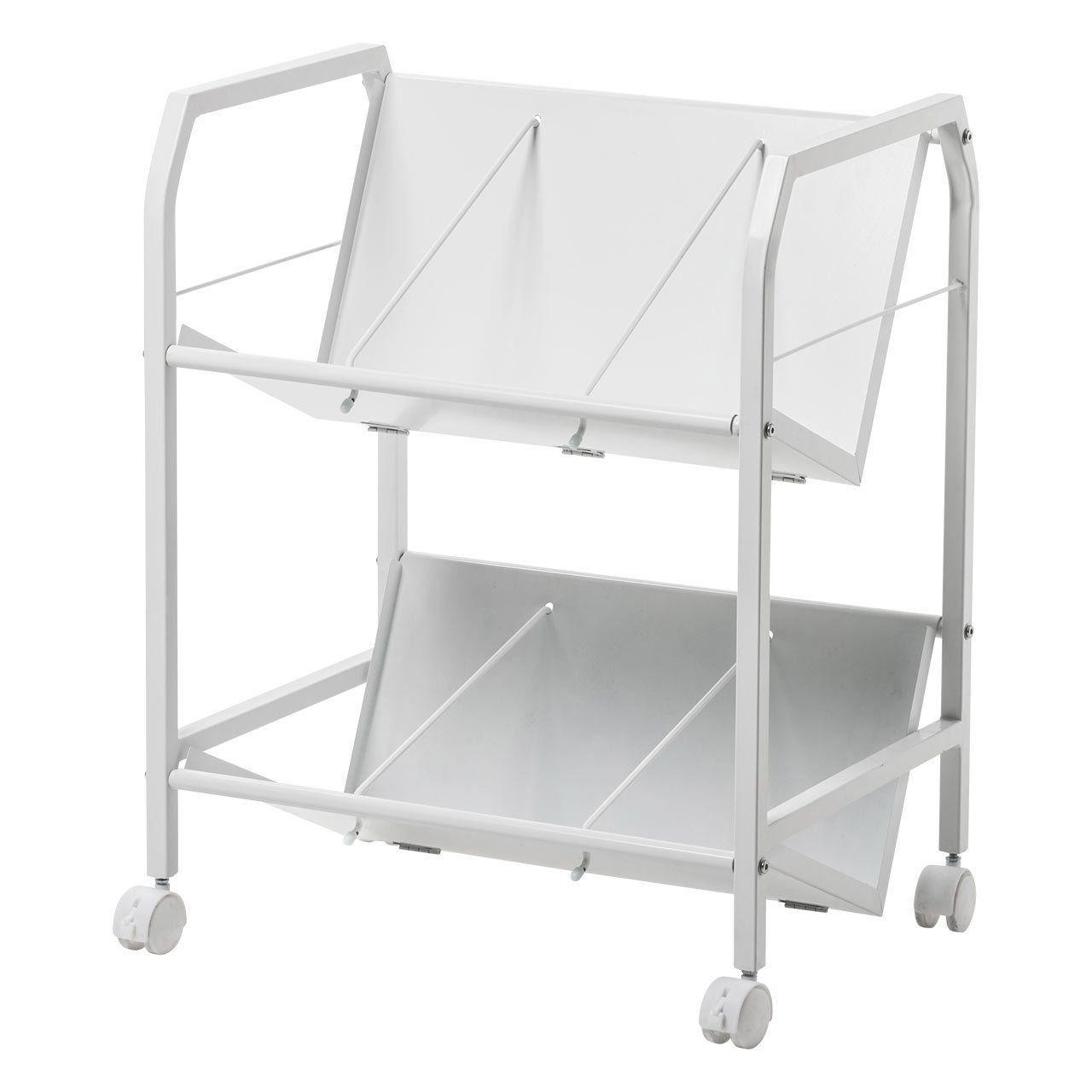 数量 サンワダイレクト ファイルワゴン キャスター付き 2段 A 4対応 幅57 奥行40 高さ70 cm 斜め 耐荷重40 kg 100 WG 003 W