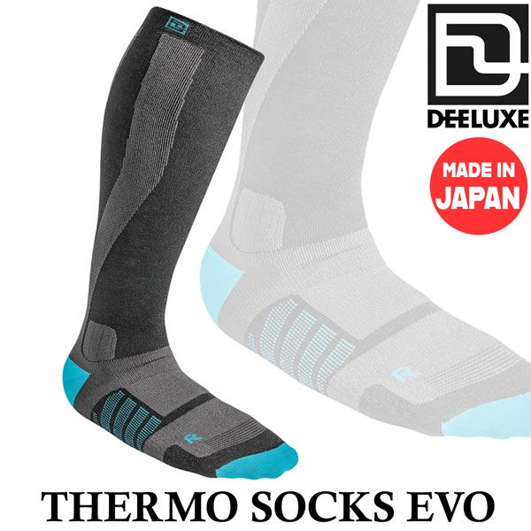 ディーラックス サーモソックスプラス DEELUXE THERMO SOCKS EVO + スキー スノーボード 靴下 ソックス ブラックブルー S M L