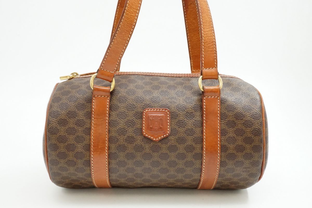 セリーヌ ヴィンテージ マカダム ミニボストン ハンドバッグ トート