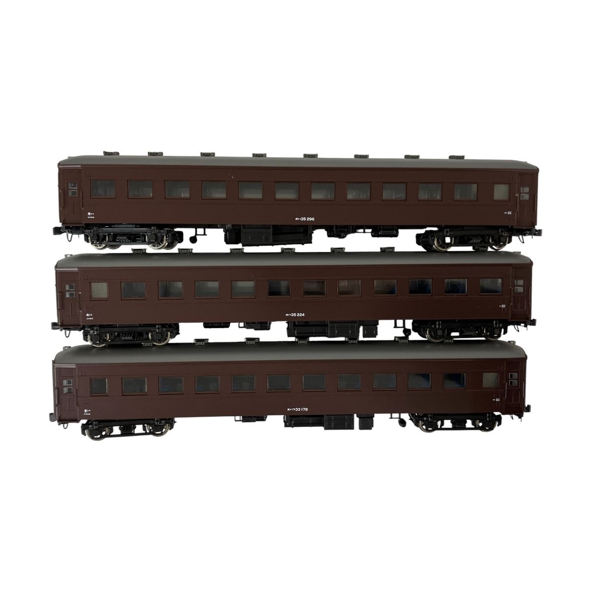 KATO HOゲージ オハ35 オハフ33 1-512 1-514 KATO 1-514/1-512 オハフ33 オハ35 旧型客車 茶色 3両セット HOゲージ