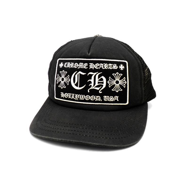 CHROME HEARTS 刺繍ロゴ キャップ ブラック クロムハーツ CHROME HEARTS 【 CH TRUCKER CAP 】 CH 刺繍 ワッペン