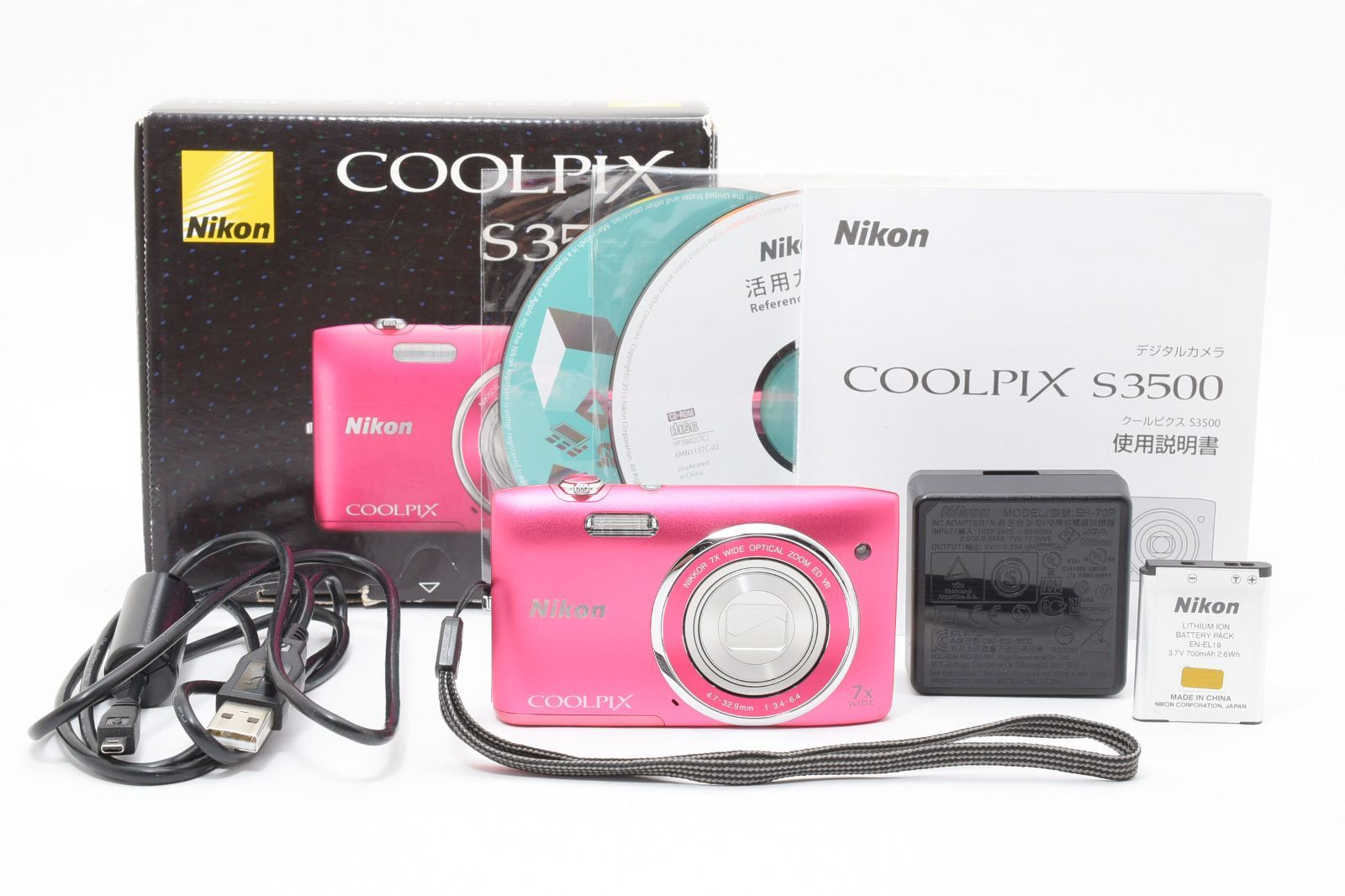 Nikon ニコン COOLPIX S 3500 コンパクトデジタルカメラ ピンク 付属品多数